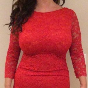 Red lace dress